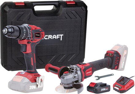 Set Worcraft COMB001, skrutkovač CHD-S20LiBA + uhlová brúska CAG-S20LiBE-125 mm, bezuhlíkové, SET v kufríku