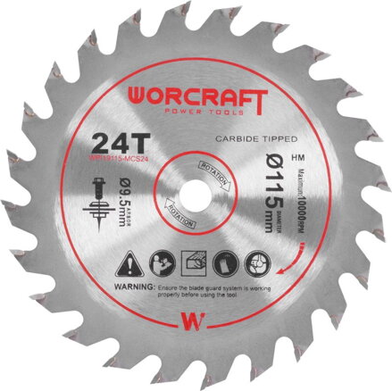 Kotúč pre Worcraft CMCS-S20LiB, 115x9,5 mm, 24T, pílový Kotúč pre Worcraft CMCS-S20LiB, 115x9,5 mm, 24T, pílový
