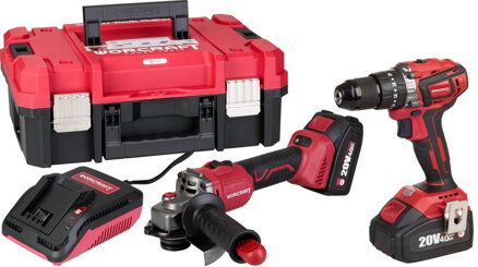 Set Worcraft XCUBE001 ShareSYS Toolbox, skrutkovač CHD-S20LiBA + uhlová brúska CAG-S20LiBS-125 mm, bezuhlíkové, 2x 4.0 Ah akumulátor, 1x nabíjačka