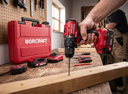 Skrutkovač Worcraft CHD-S20LiBCM ShareSYS, 20V, 60Nm, 2x Li-ion 2 Ah, 1x nabíjačka, bezuhlíkový, SET