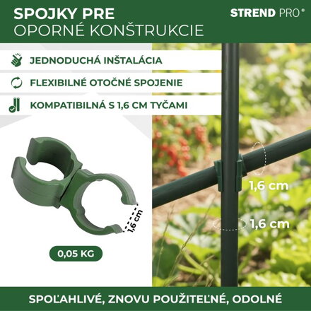 Spojka Strend Pro, plast, konektor na oporné tyče, 16 mm, bal. 10 ks