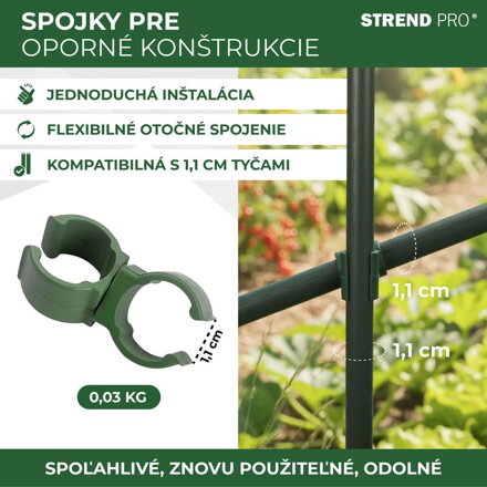 Spojka Strend Pro, plast, konektor na oporné tyče, 11 mm, bal. 10 ks