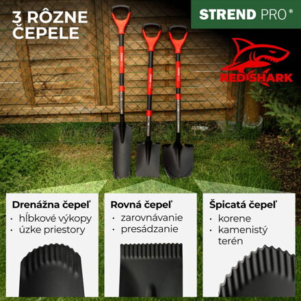Rýľ Strend Pro Premium RedShark, rovný, s drevenou násadou D 1150 mm
