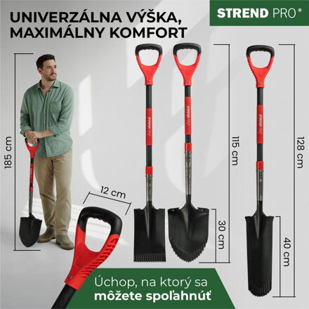 Rýľ Strend Pro Premium RedShark, rovný, s drevenou násadou D 1150 mm