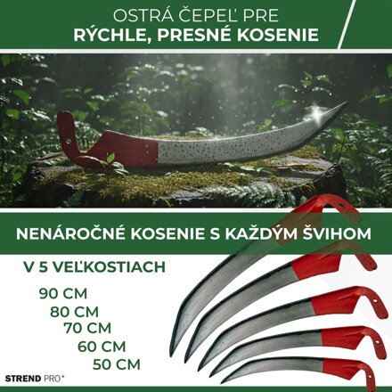 Kosa EURO 600 mm, kovaná + kovové kosisko, na trávu