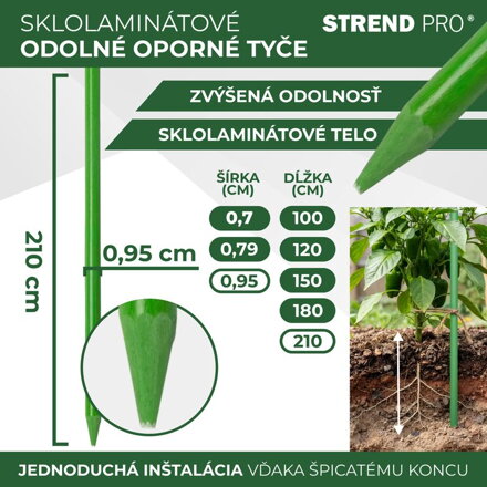 Tyc CountryYard S295, 210 cm, 9.5 mm, zelená, sklolaminát
