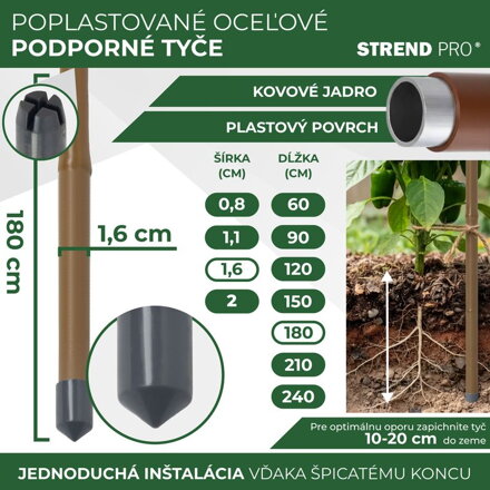 Tyc Garden 16/1800 mm, oceľ/plast, hnedá