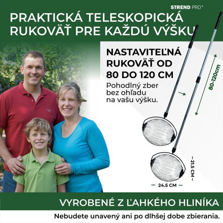Zberac Strend Pro OD-50206, na ovocie, s ALU násadou teleskop 71-110cm
