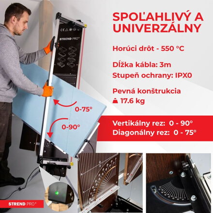 Rezačka Strend Pro SDDR-140, 30 - 140 cm, rezný uhol max 90° na polystyrén, 200 W, elektrická, stojanová