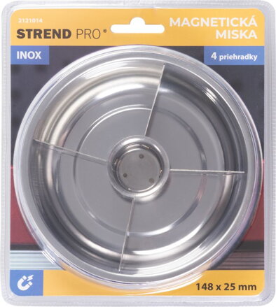 Miska Strend Pro, nádoba, na skrutky, magnetická, 4 priehradky, nerez, 148x25 mm