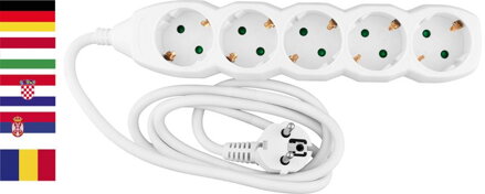 Kabel Strend Pro DG-805B 01,50 m, predlžovací, 5 zásuviek