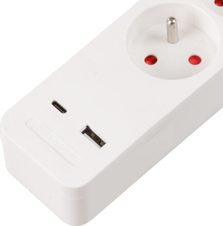 Kábel Strend Pro LG-FB603K, L-1.4 m, predlžovací, 3x zásuvka + vypínač, USB Kábel Strend Pro LG-FB603K, L-1.4 m, predlžovací, 3x zásuvka + vypínač, USB