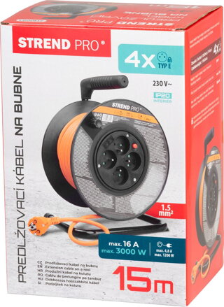 Kábel Strend Pro DG-FB04 predlžovací, L-15 m, na bubne, prierez 1,5 mm2 Kábel Strend Pro DG-FB04 predlžovací, L-15 m, na bubne, prierez 1,5 mm2