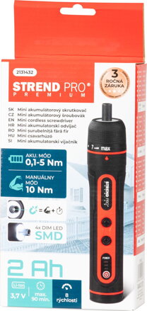 Skrutkovač Strend Pro 3.6V, nabíjateľný, sada v púzdre