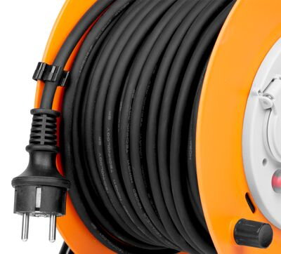 Kábel Strend Pro CR038, 4 zásuvky, L-20 m, IP44, guma, predlžovací, na bubne