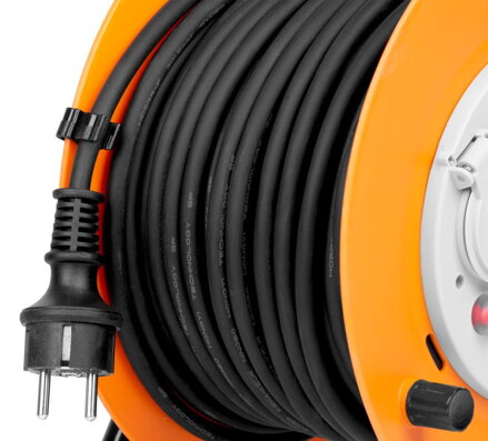 Kábel Strend Pro CR038, 4 zásuvky, L-20 m, IP44, guma, predlžovací, na bubne