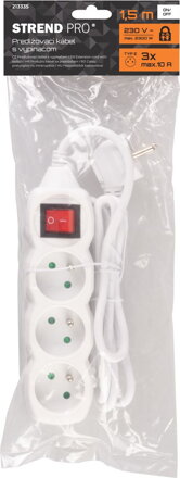 Kabel DG-F803BK 01,50 m, 3 zásuvky + vypínač