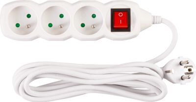 Kabel DG-F803BK 03,00 m, 3 zásuvky + vypínač