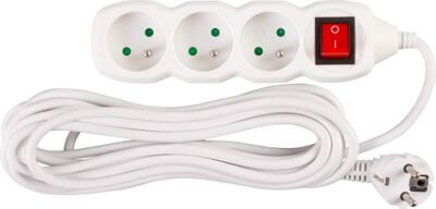 Kabel DG-F803BK 05,00 m, 3 zásuvky + vypínač
