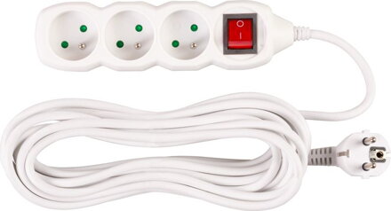 Kabel DG-F803BK 07,00 m, 3 zásuvky + vypínač