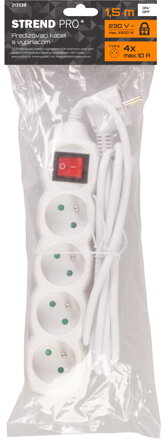 Kabel DG-F804BK 01,50 m, 4 zásuvky + vypínač