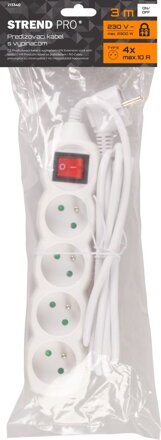 Kabel DG-F804BK 03,00 m, 4 zásuvky + vypínač