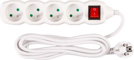 Kabel DG-F804BK 03,00 m, 4 zásuvky + vypínač