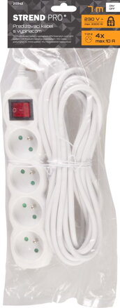 Kabel DG-F804BK 07,00 m, 4 zásuvky + vypínač