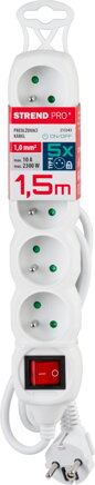 Kabel DG-F805BK 01,50 m, 5 zásuviek + vypínač