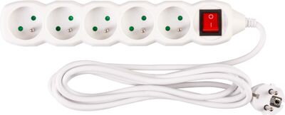 Kabel DG-F805BK 03,00 m, 5 zásuviek + vypínač