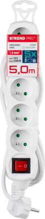 Kabel DG-F805BK 05,00 m, 5 zásuviek + vypínač