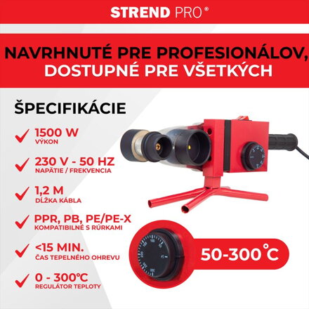 Zvaracka Strend Pro PPR 63B, 1500W, 20-63 mm, na rúrky, 14 dielna