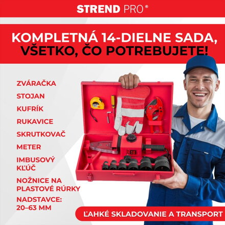 Zvaracka Strend Pro PPR 63B, 1500W, 20-63 mm, na rúrky, 14 dielna