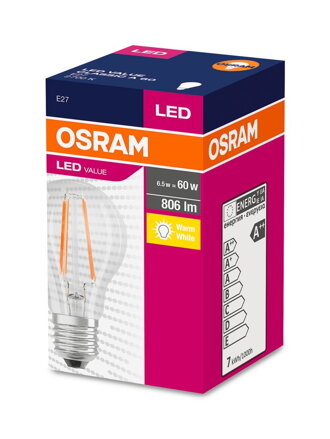 Ziarovka OSRAM® LED Value CLASSIC A FIL 60 non-dim, 7W/827 E27 2700 K
