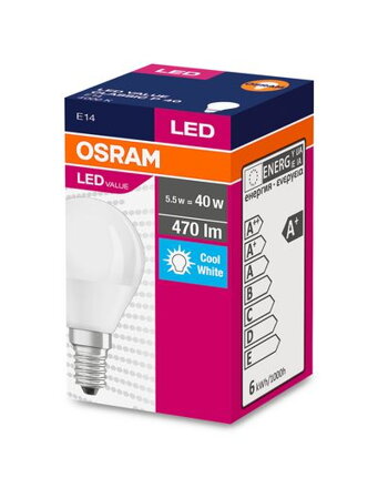 Ziarovka OSRAM® LED Value CLASSIC P FR 40 non-dim, 5,7W/840 E14 4000 K