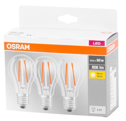 Ziarovka OSRAM® LED FR 060 non-dim, 7W/827 E27 2700K MULTIPACK, Star CLASSIC, MATNÁ, bal. 3 ks