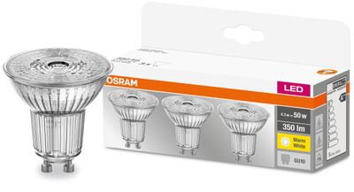 Ziarovka OSRAM® LED GU10 50 (ean8392) 36° 4,3W/840 4000K MULTIPACK bal. 3 ks, sklo, Star CLASSIC
