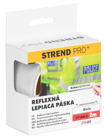 Páska Strend Pro, reflexná, samolepiaca, biela, 50 mm x 2 m