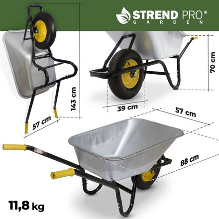 Fúrik Strend Pro Premium Fortis BLACK ES, koleso PN nafukovacie, Zn, 85 lit, max. 250kg (demont)