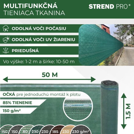 Tkanina POPULAR.NET 1,5x50 m, HDPE, UV, 150 g/m2, 85%