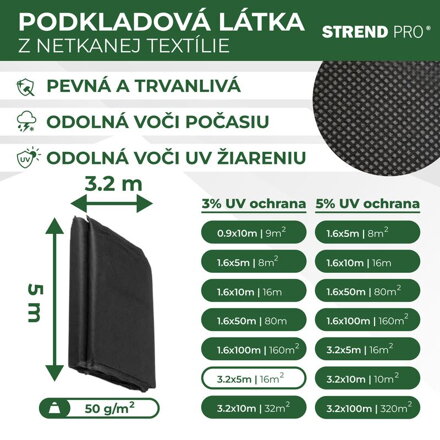 Textilia Garden B1303 3,2x05 m, netkaná, 50 g/m, čierna