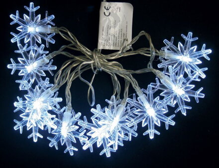 Retaz MagicHome SnowFlake, 90 cm, 10xLED biela, 2xAA
