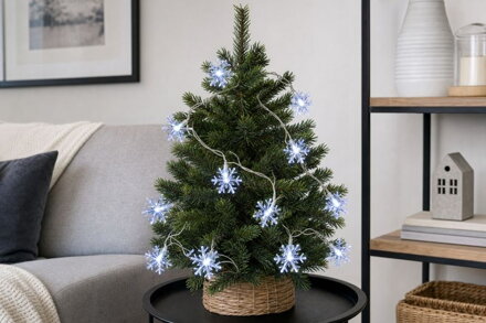 Retaz MagicHome SnowFlake, 90 cm, 10xLED biela, 2xAA