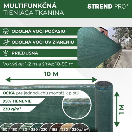 Tkanina PRIVAT.NET 1,0x10 m, HDPE, UV, 230 g/m2, 95%