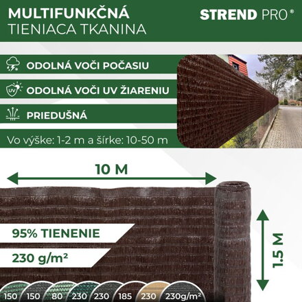 Tkanina BrownDecor W101, 1.5x10 m, UV, 230 g/m2, hnedá