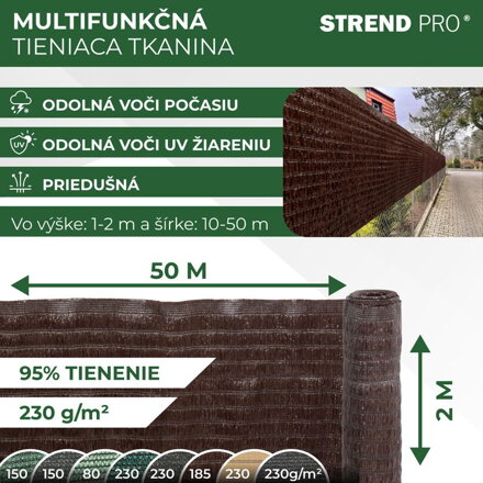 Tkanina BrownDecor W101, 2.0x50 m, UV, 230 g/m2, hnedá