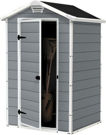 Domcek Keter MANOR 4x3, sivo/biely, 128x94x196 cm, UV