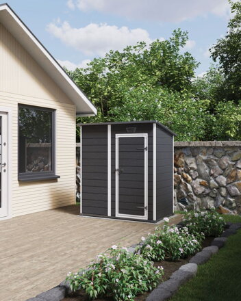 Domček Keter ESSENTIAL 6x4, tmavo-sivý, záhradný, 112x184x195 cm