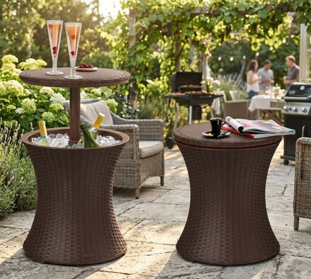 Stolcek Keter® COOL BAR RATTAN, hnedá whiskey, 49x49x57/82 cm
