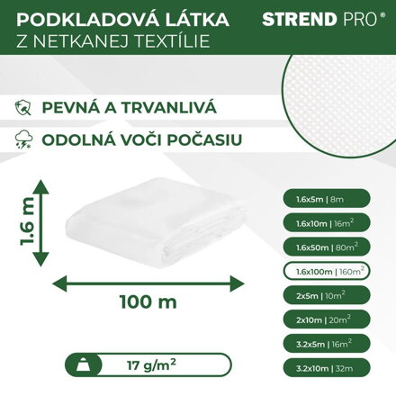 Textilia Garden B4405 1,6x100 m, netkaná, 17 g/m, biela, rolka